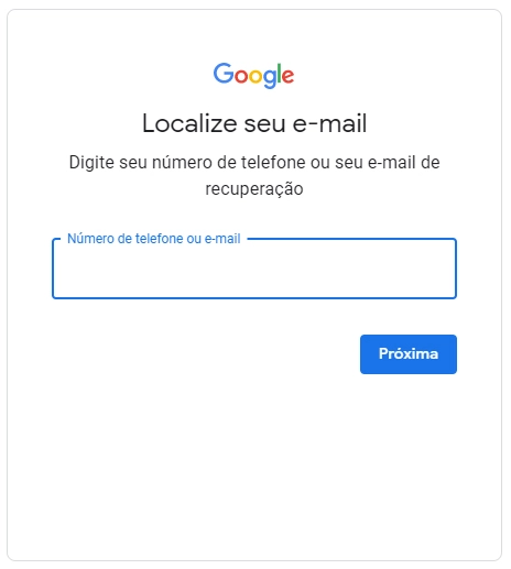 imagem contendo o formulário de login do gmail